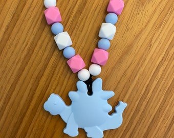 Sensory Necklace for Adults - Trans Pride Dinosaur
