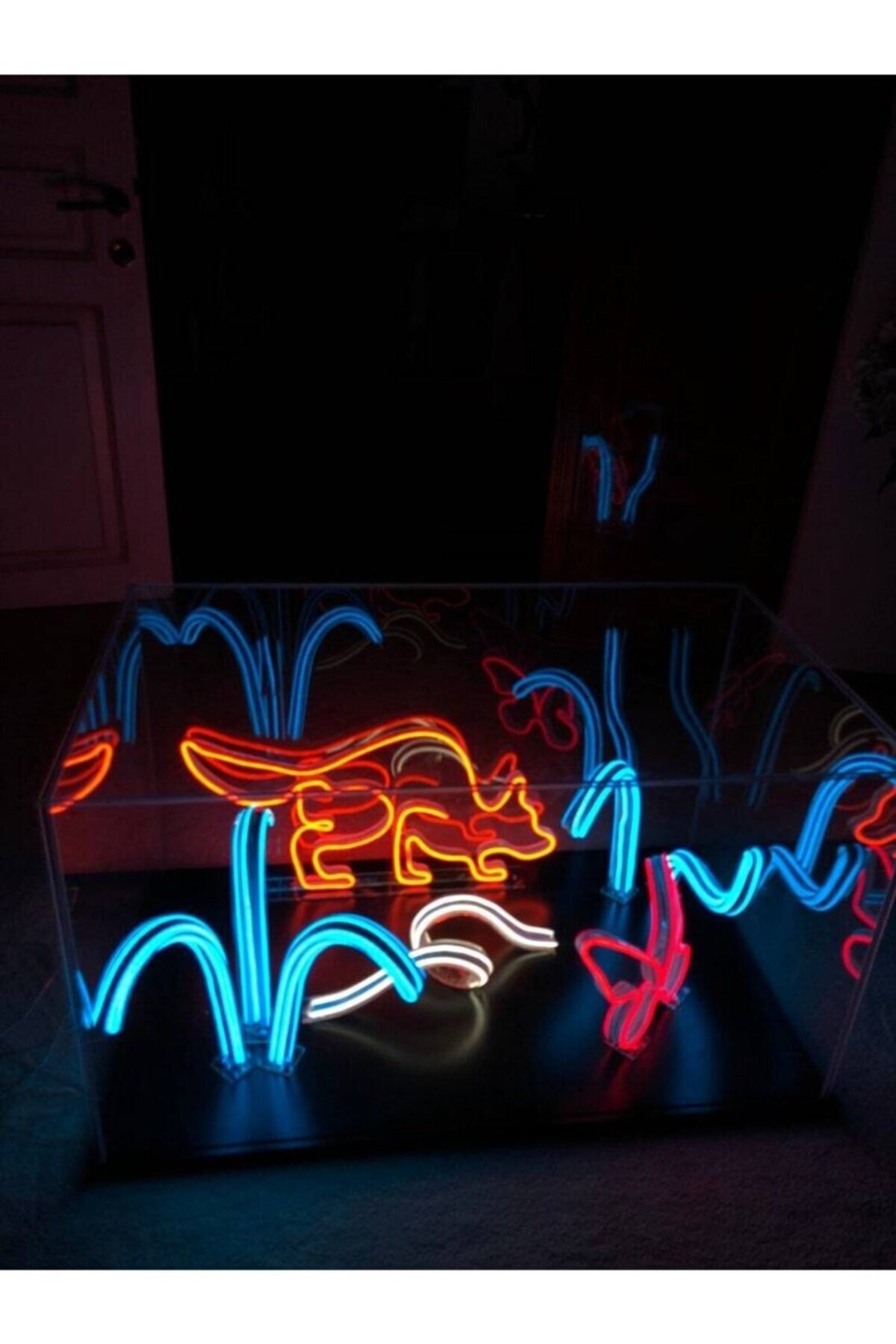 Led Neon Table Acrylic Table With Neon Decor Coffe Table Etsy