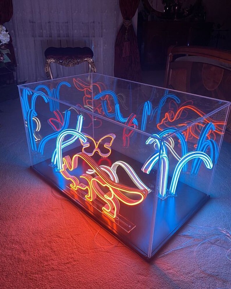 Led Neon Table Acrylic Table With Neon Decor Coffe Table Etsy