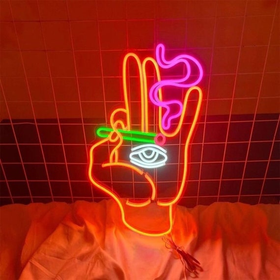 Hand-eye Smoking Neon Sign Neon Sign Light Neon Sign - Etsy