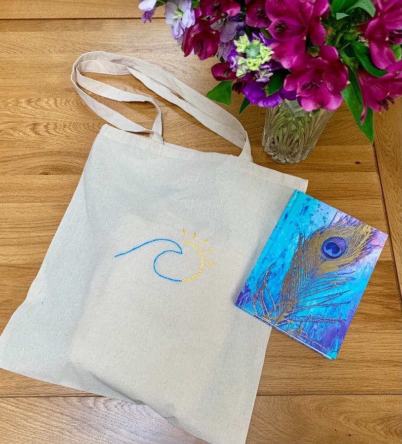 WaveSun design hand embroidered tote