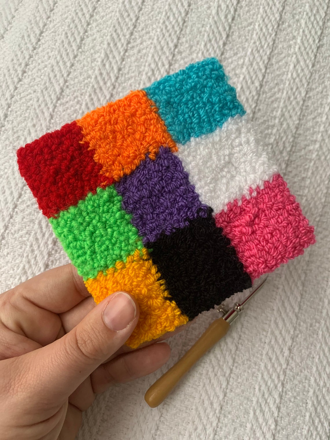 Colourful Punch Needle Coaster Etsy