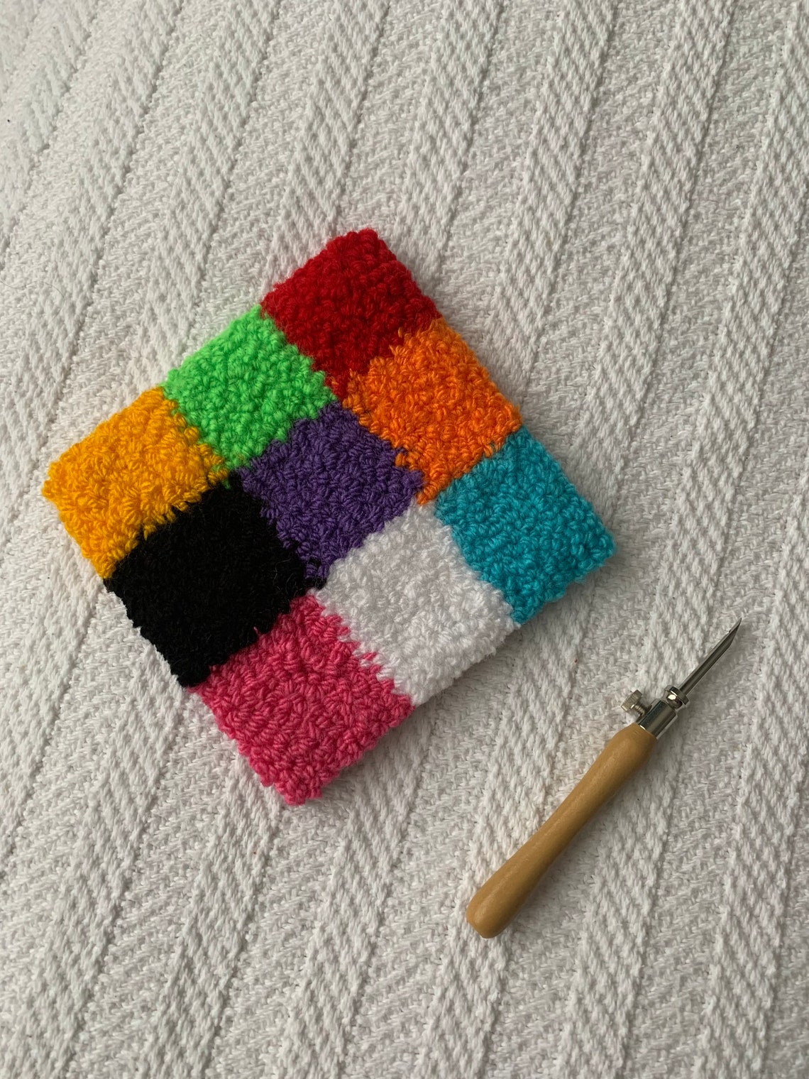 Colourful Punch Needle Coaster Etsy
