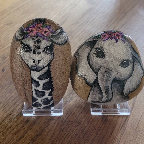Jungle Animal Painted Rocks - Made to Order