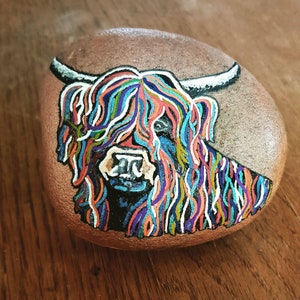 McCoo Highland Cow hand painted rock - Made to order