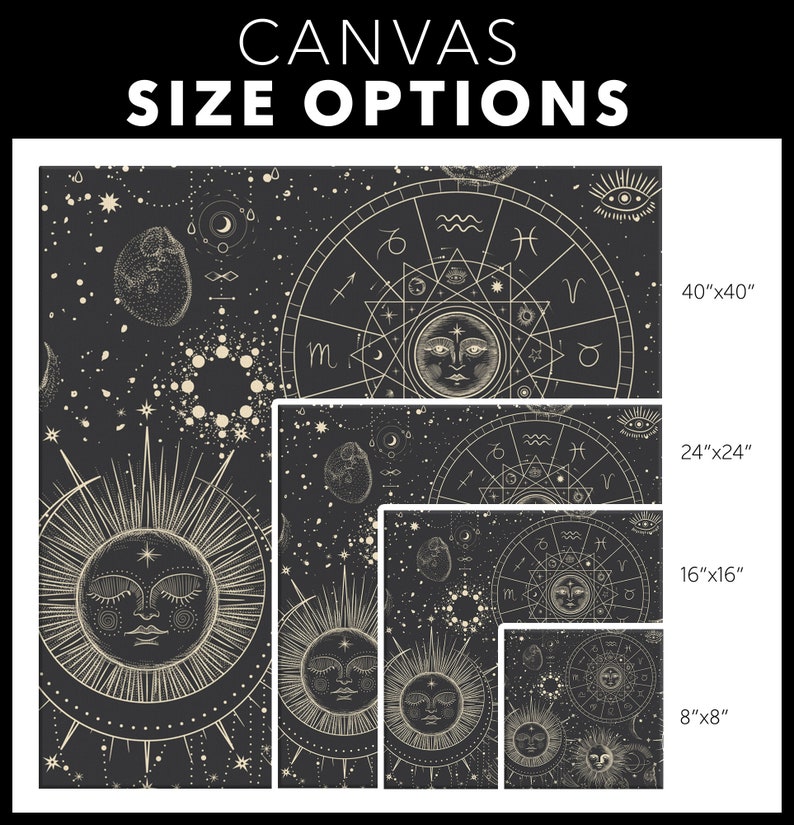 Eternal Sun Astrology Canvas Astrology Wall Art Moon Phases Etsy