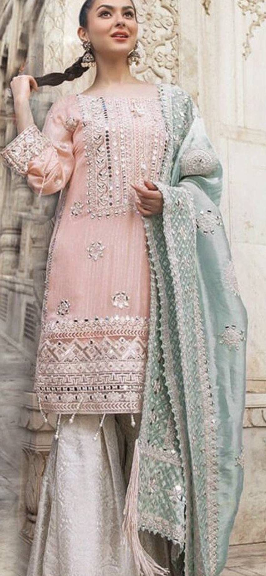 Pakistani salwar kameez chiffon net embroidered dress made on | Etsy