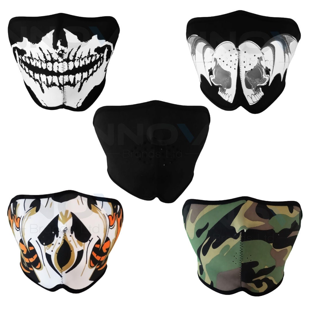 Neoprene Skeleton Half Face Skull Mask Motorcycle Motor Bike Etsy