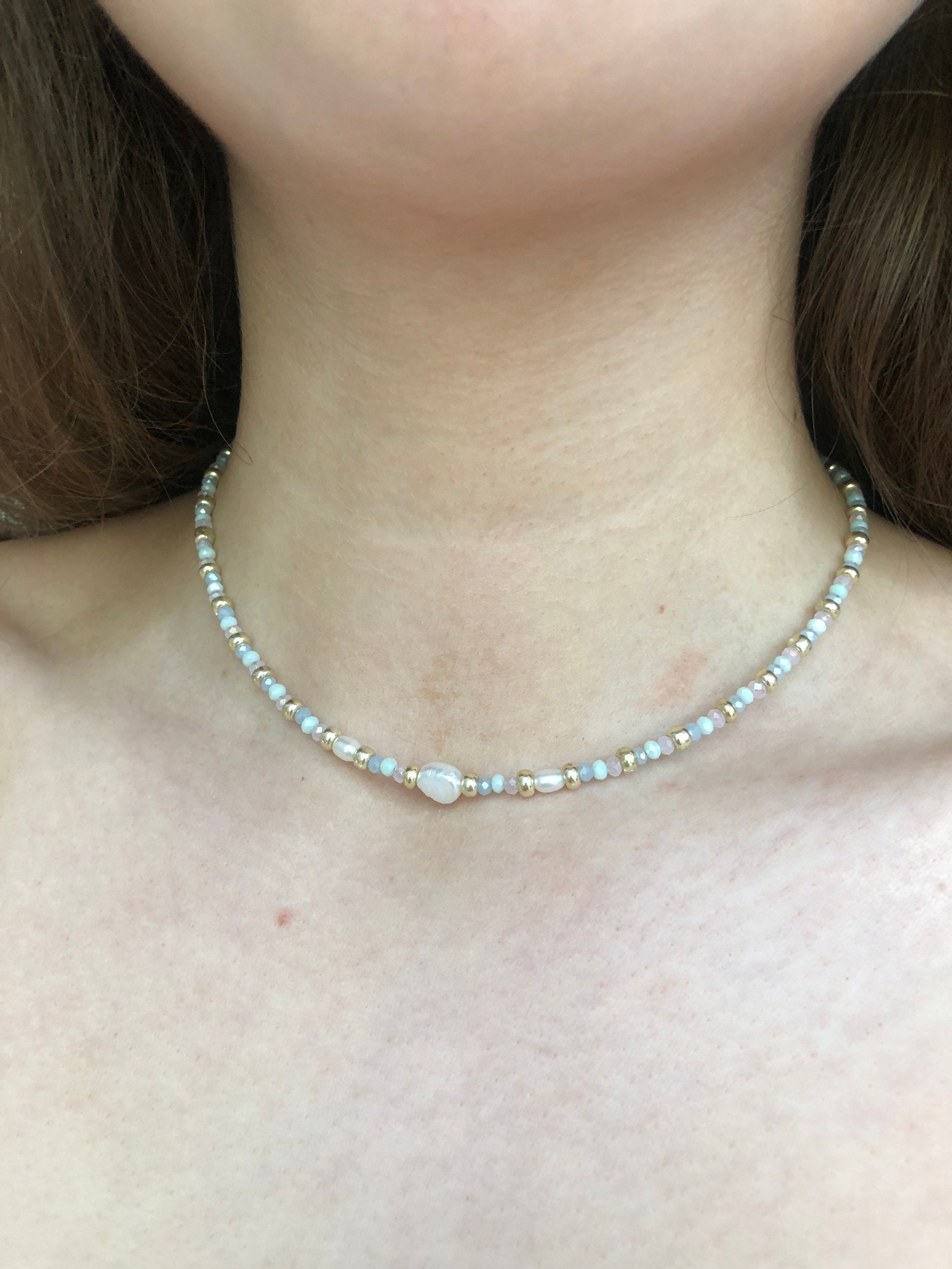 Handmade beaded choker Beaded necklace Trendy necklace Etsy