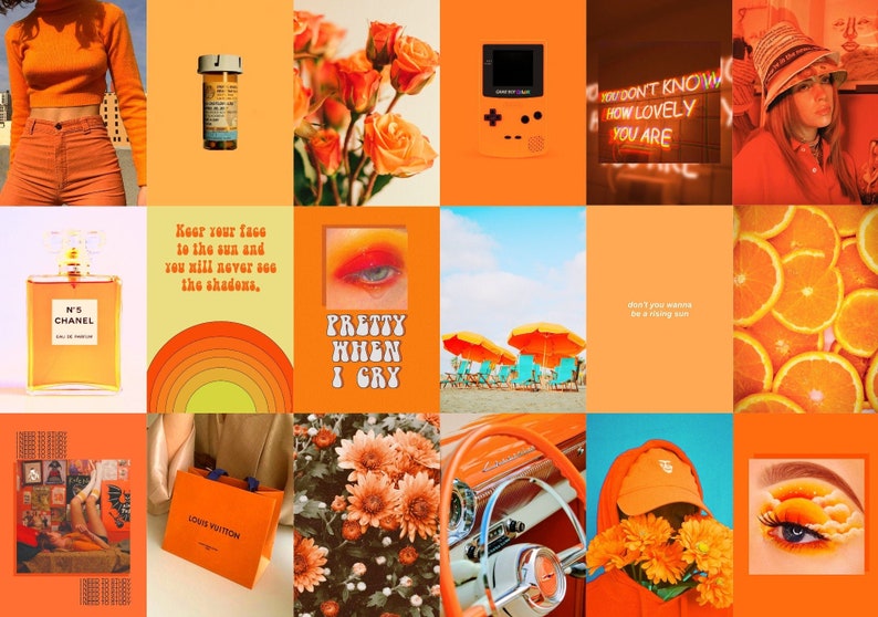 AESTHETIC WALL COLLAGE Kit: 79 Orange Vsco Inspired Original - Etsy UK