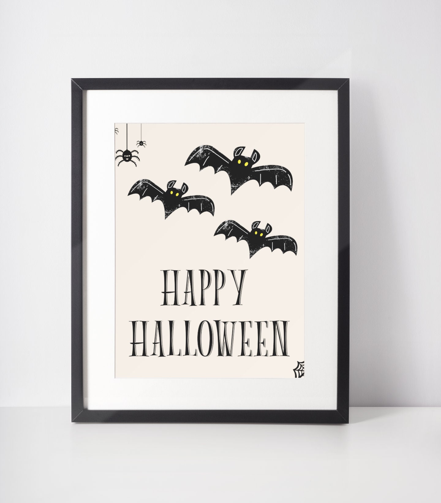 Retro Happy Halloween Bat Quote Digital Print Poster Etsy