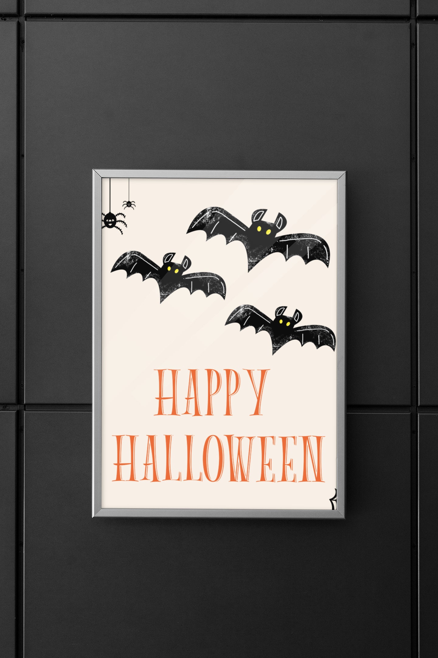 Retro Happy Halloween Bat Quote Digital Print Poster Etsy