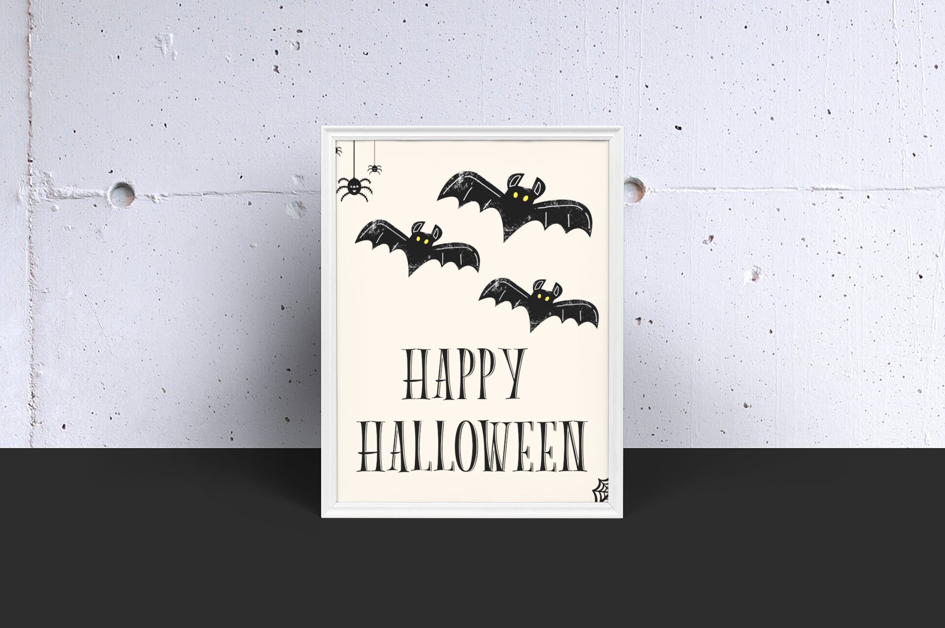Retro Happy Halloween Bat Quote Digital Print Poster Etsy