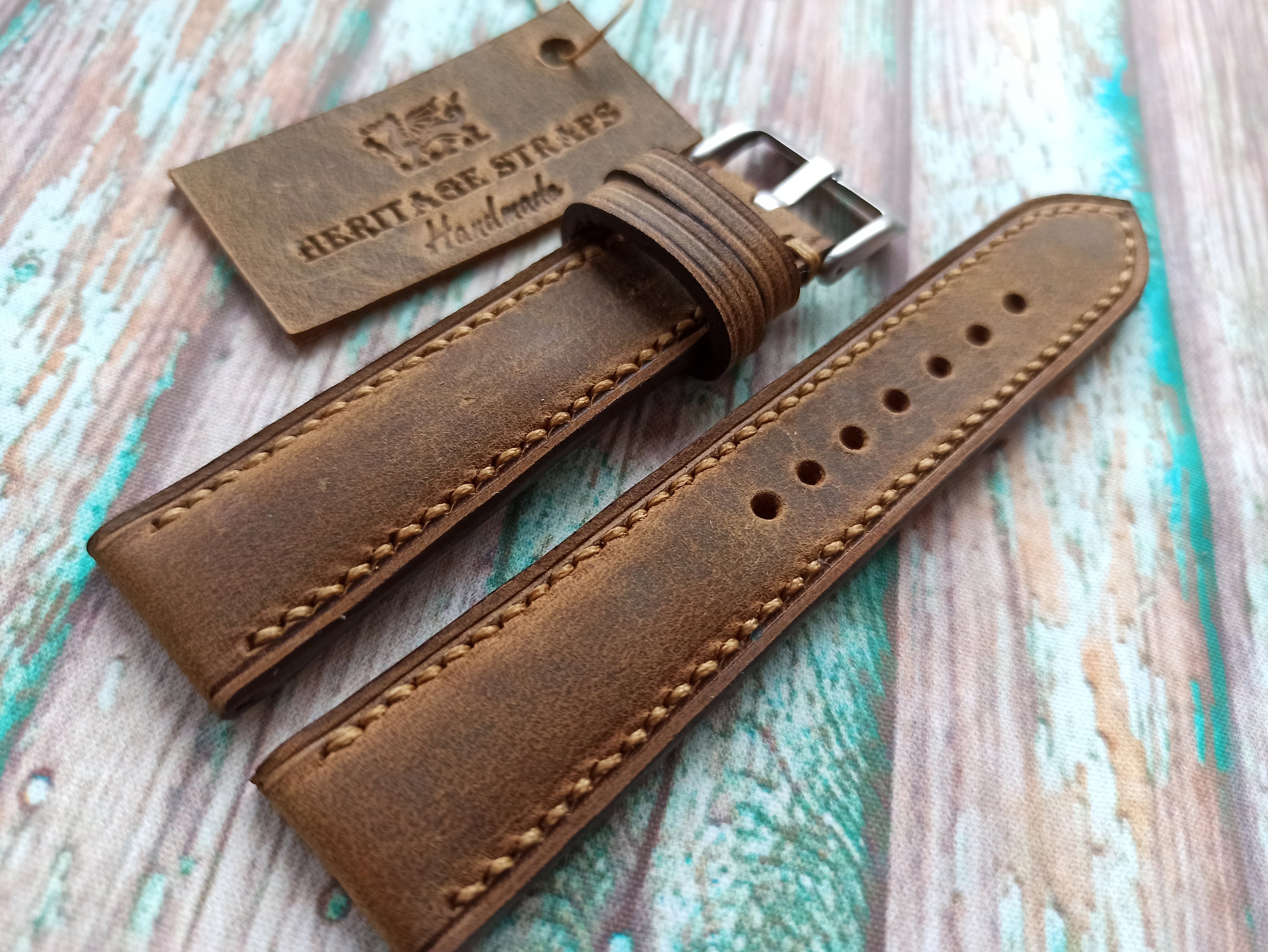 Handmade Horween leather watch strap band ..all measures Etsy