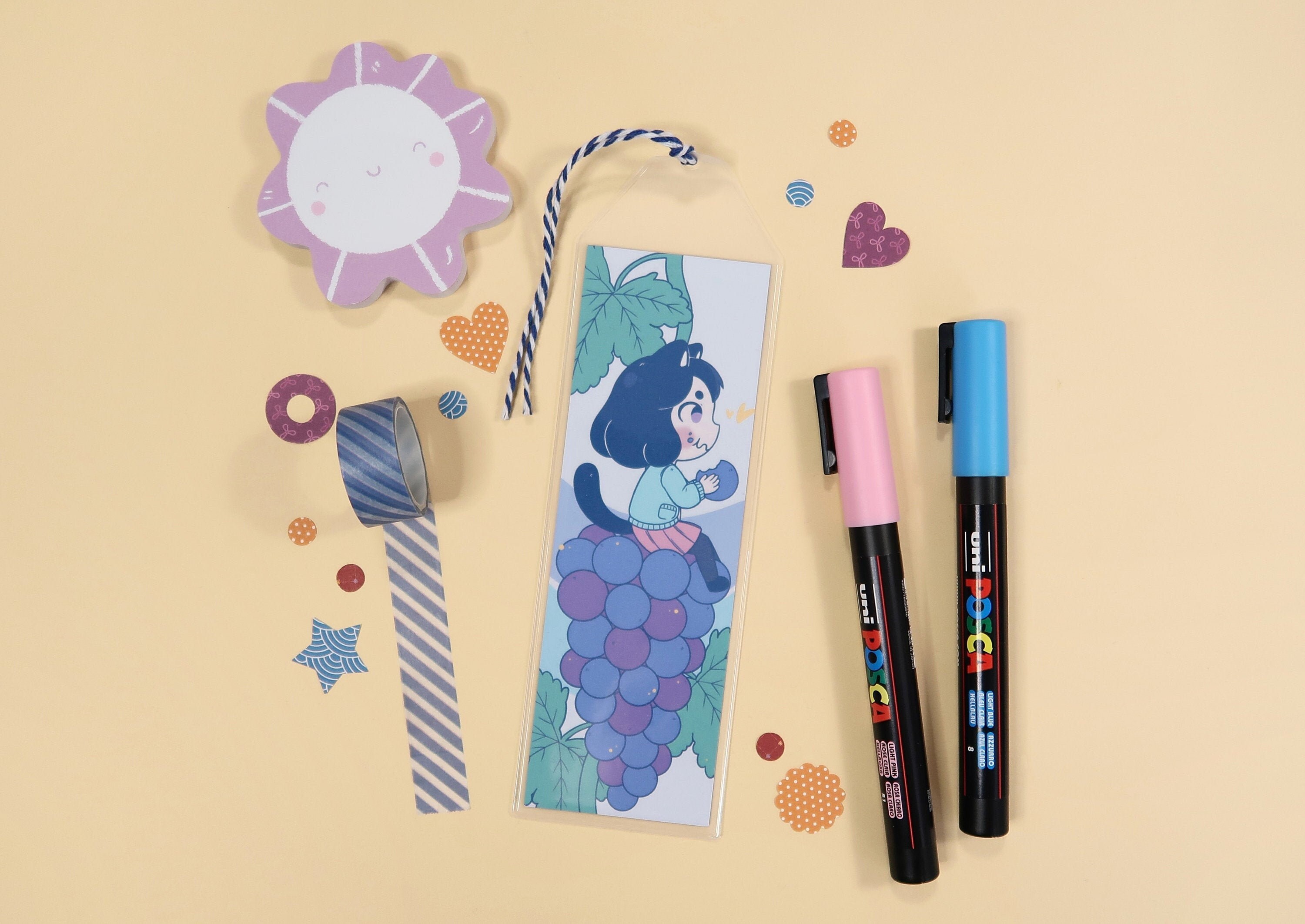 chibi catgirl bookmark handmade anime bookmark cute etsy