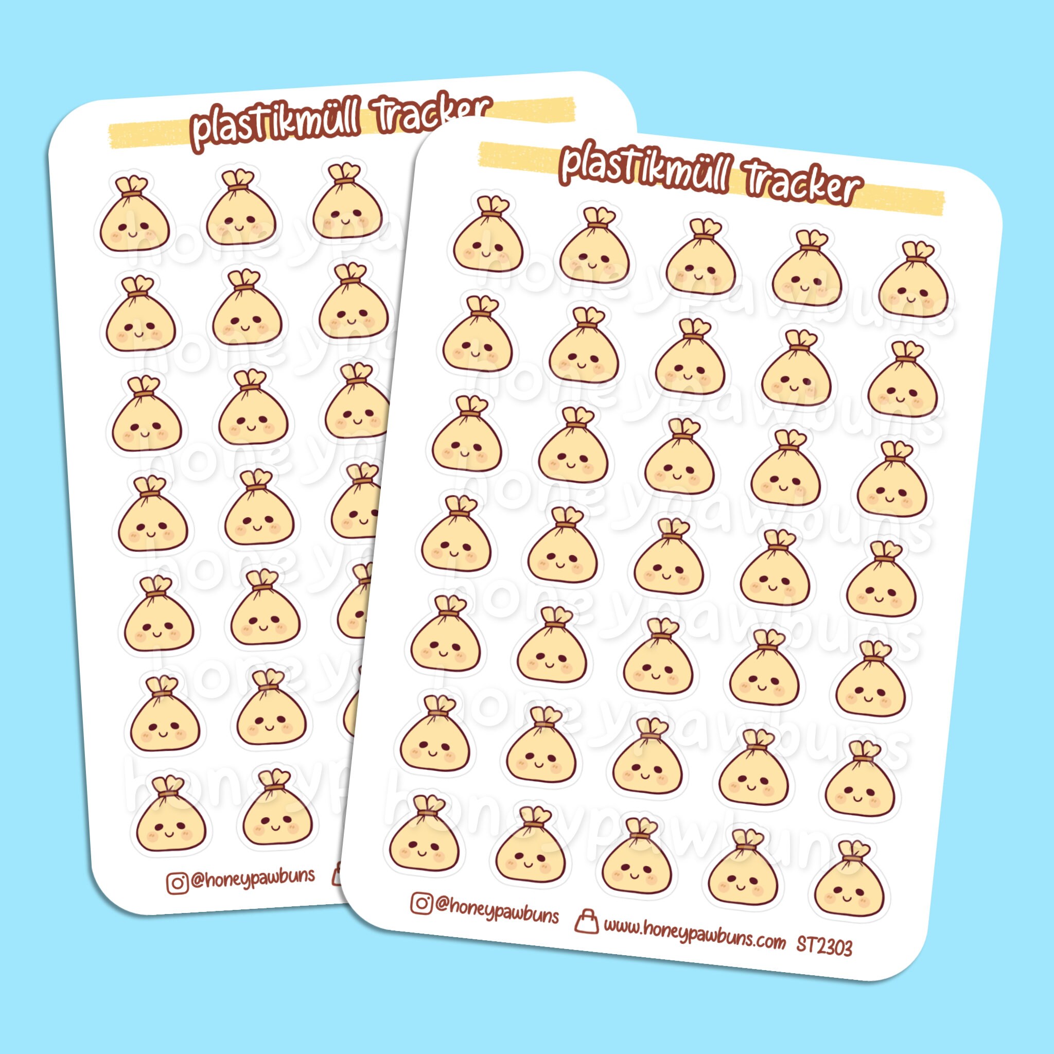 Yellow Trash Bag Sticker Sheet. Kawaii House Work Planner Stickers