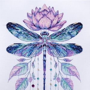 Summer Dragonfly Dream - Enchanting Cross-Stitch Kit | Bring the Magic of Nature into Your Home -Dragonfly Embroidery