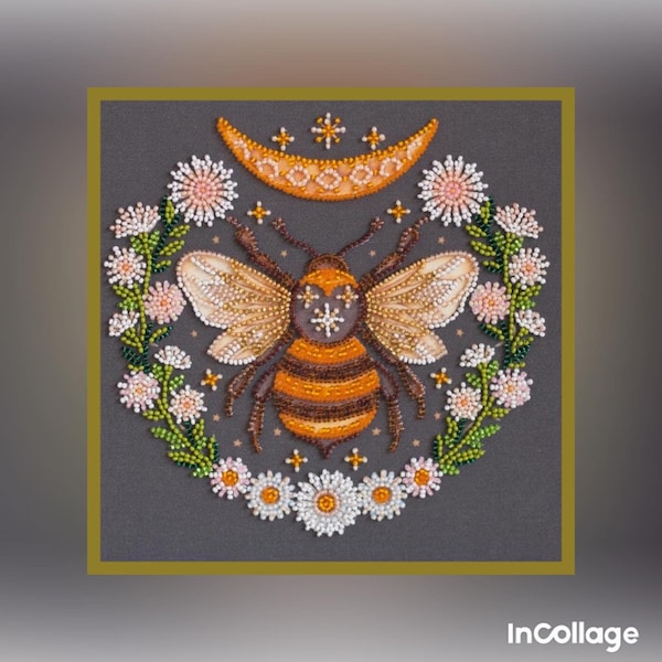 DIY Perlenstickerei Kit Bee, Bienen Stickerei Kit, Honey Dream Set, Perlen Tier Kits, Bead Art Bilder, Bastelperlen, Bastel Hobbys