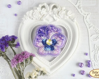 DIY beaded brooch kit Viola,DIY embroidery kit . Floral brooch, beadwork ornament, bead embroidery kit, Beaded Brooch Pin, Brooch Ukraine