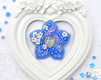 DIY beaded brooch kit Blue Flower, bead embroidery kit,Beaded Brooch Pin,floral brooch,Brooch Ukraine