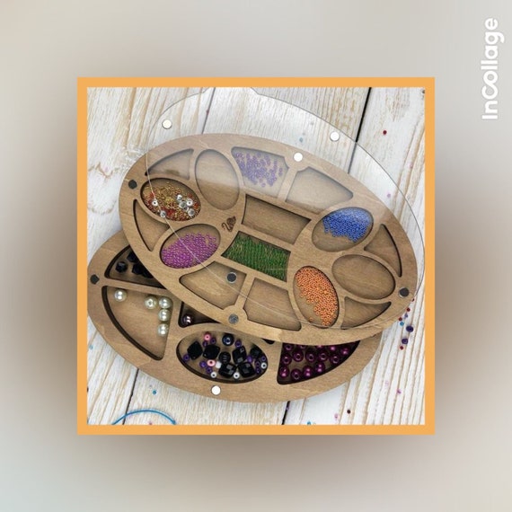 Wood bead organizer Seed bead storage Etsy