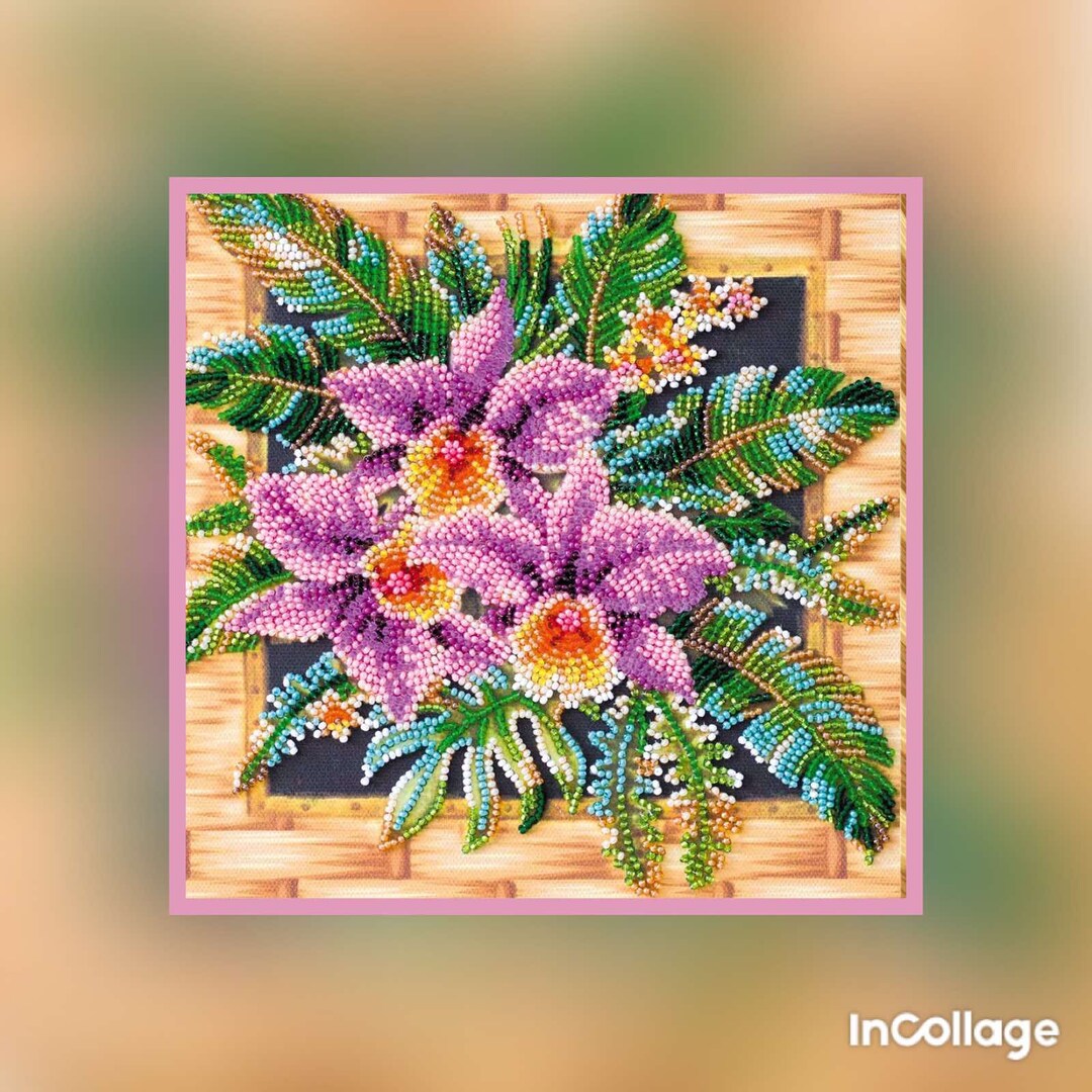 DIY Bead Embroidery Kit mid sized Bead Embroidery Kit Cattleya flowers diy-bead-embroidery-kit-mid-sized-bead-embroidery-kit-cattleya-flowers