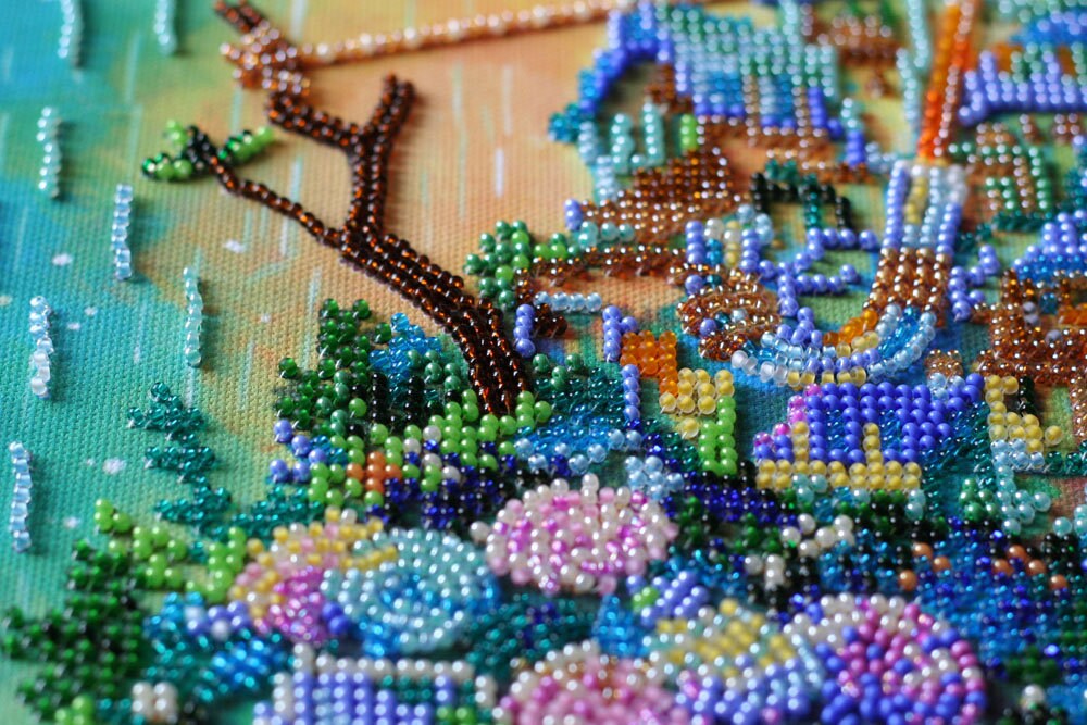 DIY bead embroidery kit.Beaded wall art Etsy