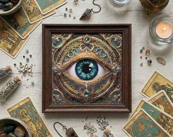 Bead Embroidery Kit | Mystic Eye Needlework Canvas | Sparkling Beading Art Supply
