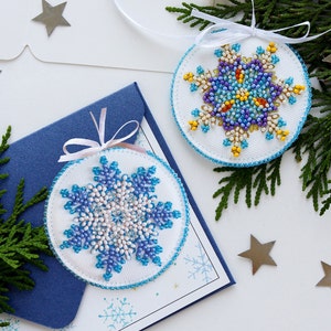 DIY Christmas set. Holiday ornament kit, Christmas tree decoration, snowflake on the tree