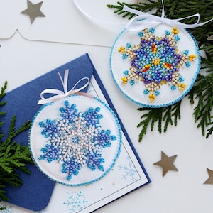 DIY Beaded Snowflake Ornament Kit: Christmas Tree Decoration
