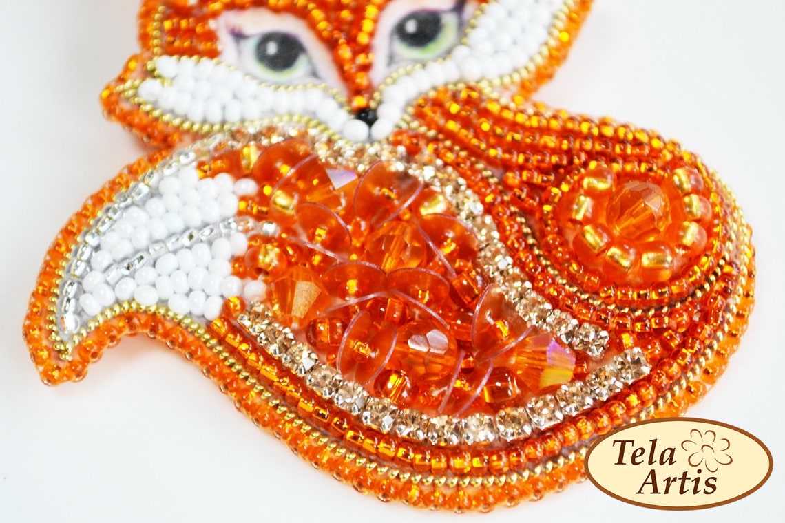 DIY Beaded Brooch Fox. Beaded Animal Brooch Beaded Brooch Etsy