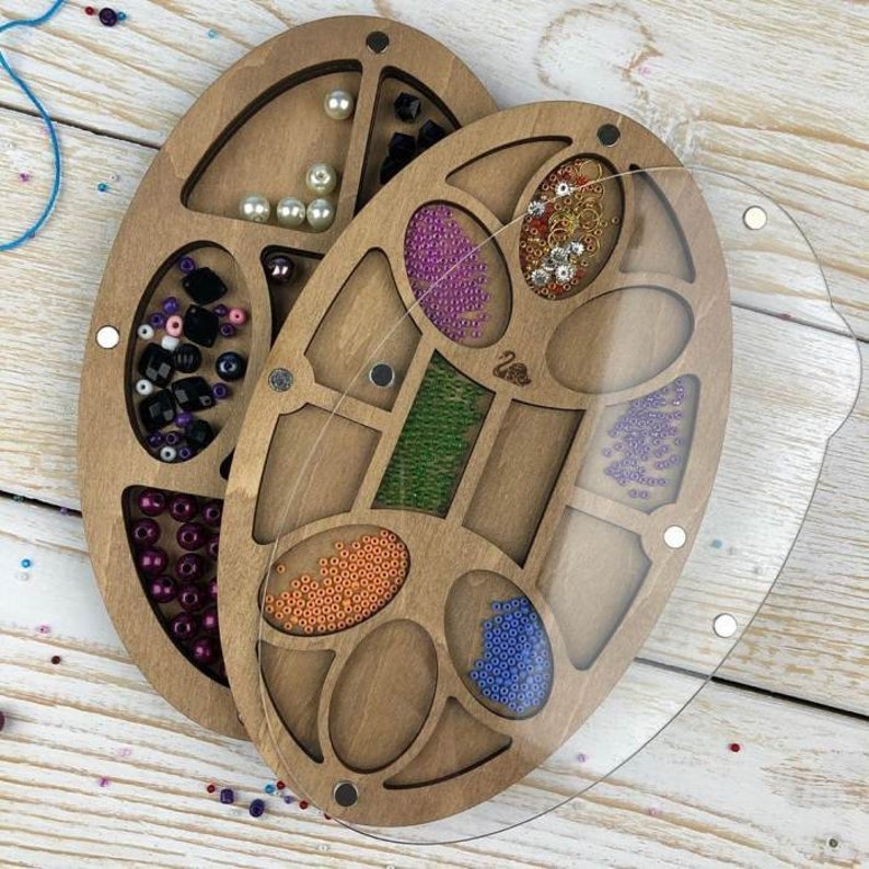 Wood bead organizer Seed bead storage Etsy