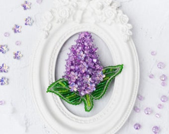 DIY beaded brooch kit Lilac, DIY bead broach, embroidered brooch, beaded brooch,floral brooch,bug brooch,fluffy brooch,Beaded Brooch Pin