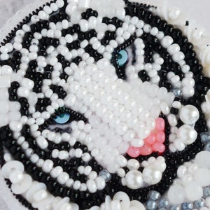 DIY beaded brooch kit  White Tiger, Brooch making, Seed beaded brooch, DIY brooch,bead embroidery kit, Beaded Brooch Pin, Beaded Animal kits