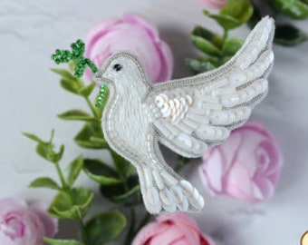 DIY beaded brooch Dove of Peace. Beaded brooch kit, crystal kit, Beaded Brooch Pin, Brooch Ukraine, Beaded Animal kits,  bead bird kit