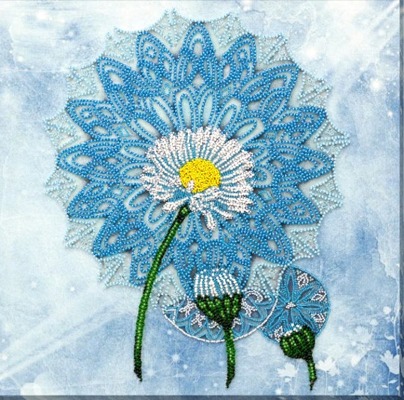 Daisy Bead Embroidery Kit: Floral Beaded Wall Art New Zealand
