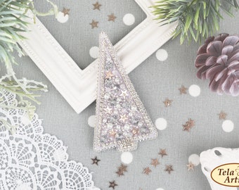 DIY beaded brooch kit Frosty Christmas tree, Xmas tree beading, DIY Christmas tree, hand embroidery diy, embroidery tool set,