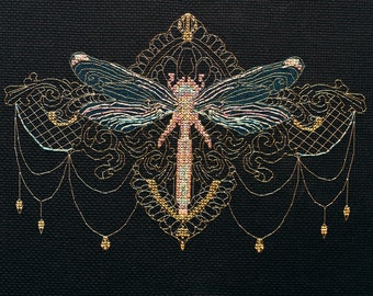 DIY craft kit Embroidery Dragonfly, Crafts Hobbies, Dragonfly embroidery, Craft Kit, Bee cross stitch kits, Cross stitch set