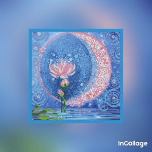 Pink Lily Bead Embroidery Kit: Floral Wall Art (7.8x7.8 in)