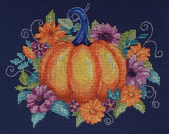Autumn Colors Cross Stitch Kit — Fall Leaves Seasonal Embroidery — Zweigart Aida 14ct DIY Counted
