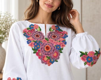 Custom Ukrainian Beaded Dress – Hand Embroidered Floral Vyshyvanka (Made to Order)