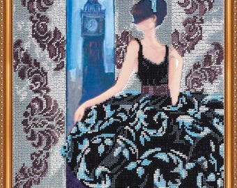 London Skyline Bead Embroidery Kit | City DIY Beadwork Canvas | Czech Preciosa Craft Wall Art