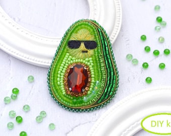 DIY beaded brooch kit Аvocado, Beaded Brooch Pin,Brooch Ukraine,Beaded Animal kits,