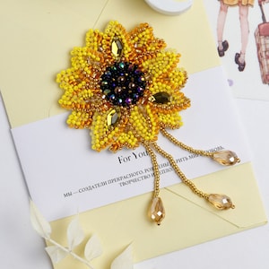 Decoration Little sun, DIY beaded brooch kit,DIY embroidery kit, Beaded Brooch Pin, Brooch Ukraine, beaded brooch kit, bead brooch