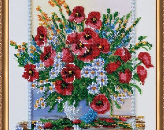 DIY Bead Embroidery Kit Summer aroma, Floral embroidery, Embroidery kit plant, Bead Art Pictures, Craft Beads, crafts hobbies