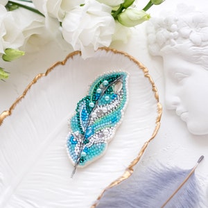 DIY Beaded Feather Brooch Kit: Embroidery Project