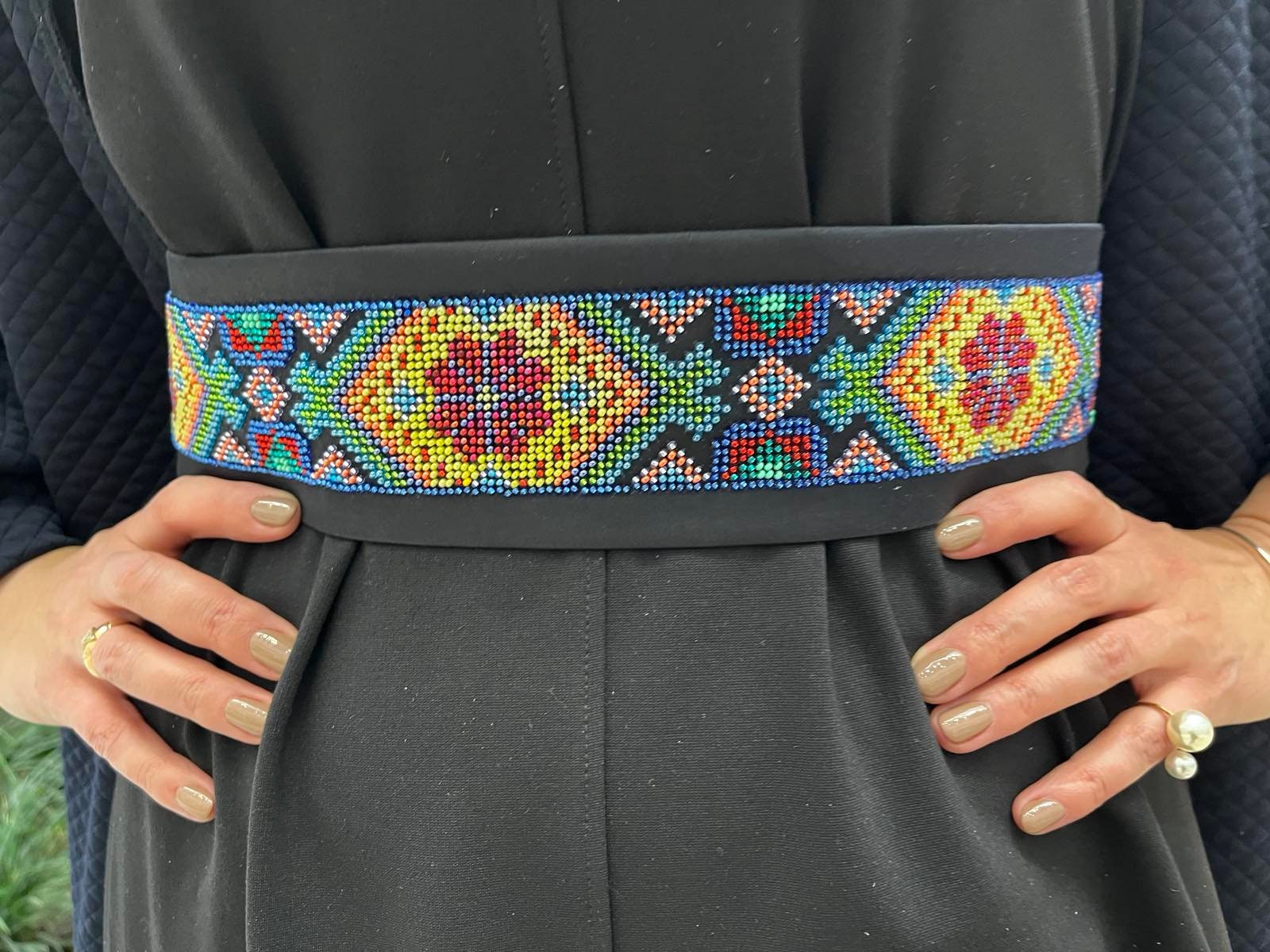 Embroidered Beaded Corset Belt, Ukraine Embroidery, Floral  display picture 1