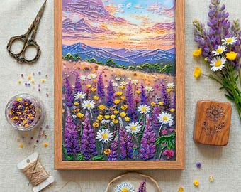 Fantasy Landscape Bead Embroidery Kit | DIY Beading on Canvas | Czech Preciosa Craft (9x11 inch)