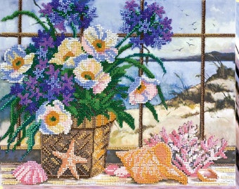 DIY Embroidery Kit On The Coast, Bead Art Pictures,  Craft Beads,  crafts hobbies,  beaded gift ideas, easy embroidery kits