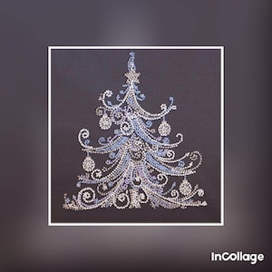 DIY Mid-sized bead embroidery kit Herringbone silver , Winter tale,Beaded wall decor,DIY Christmas tree, hand embroidery diy, embroidery set